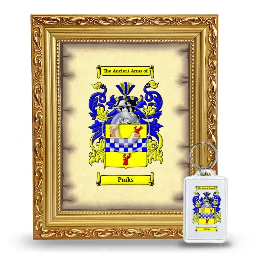 Parks Framed Coat of Arms and Keychain - Gold