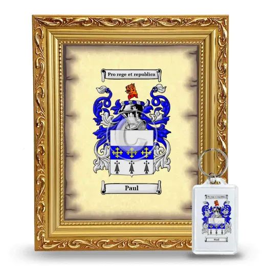Paul Framed Coat of Arms and Keychain - Gold