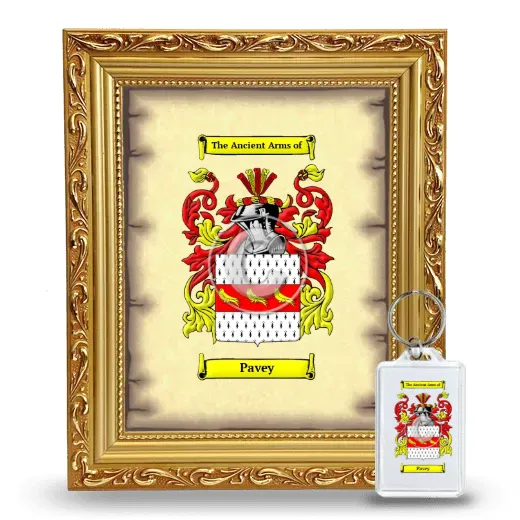 Pavey Framed Coat of Arms and Keychain - Gold