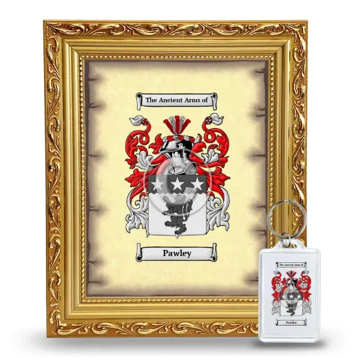 Pawley Framed Coat of Arms and Keychain - Gold