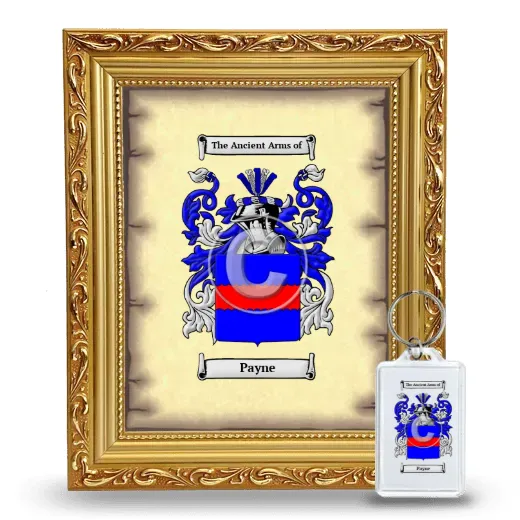 Payne Framed Coat of Arms and Keychain - Gold