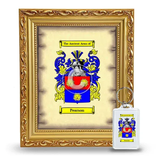 Pearson Framed Coat of Arms and Keychain - Gold