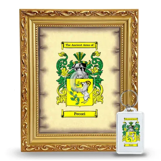 Pecori Framed Coat of Arms and Keychain - Gold