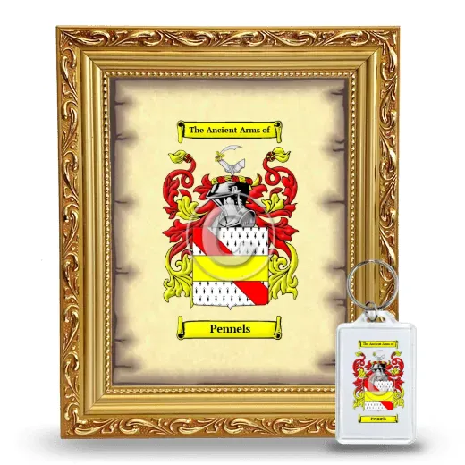 Pennels Framed Coat of Arms and Keychain - Gold