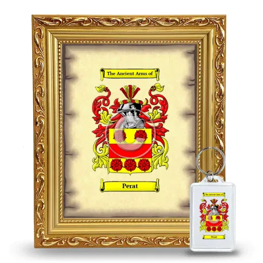 Perat Framed Coat of Arms and Keychain - Gold