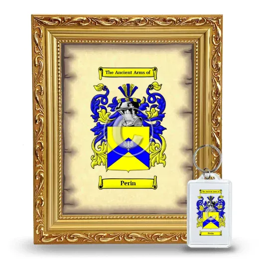 Perin Framed Coat of Arms and Keychain - Gold