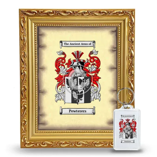 Pewterers Framed Coat of Arms and Keychain - Gold