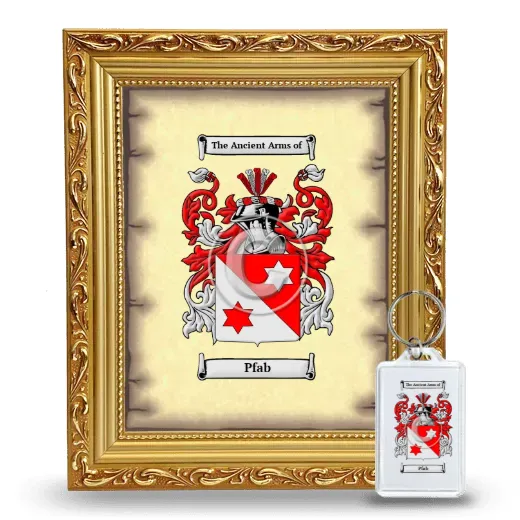 Pfab Framed Coat of Arms and Keychain - Gold