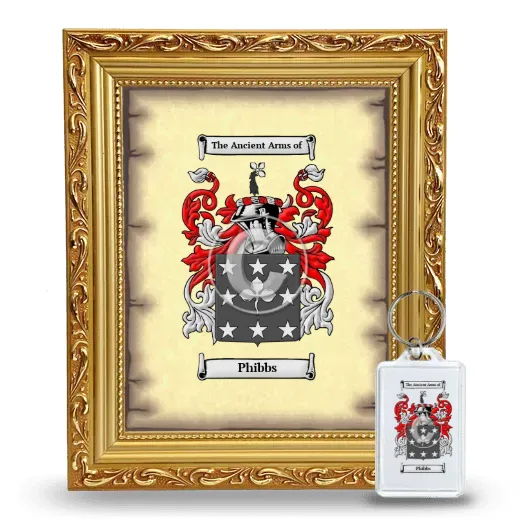 Phibbs Framed Coat of Arms and Keychain - Gold