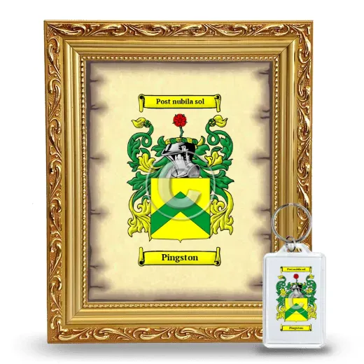Pingston Framed Coat of Arms and Keychain - Gold