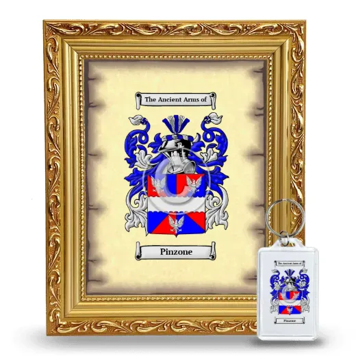 Pinzone Framed Coat of Arms and Keychain - Gold