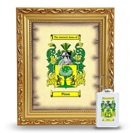 Pizon Framed Coat of Arms and Keychain - Gold