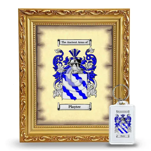 Playter Framed Coat of Arms and Keychain - Gold