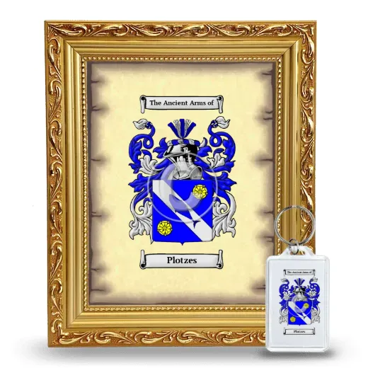 Plotzes Framed Coat of Arms and Keychain - Gold