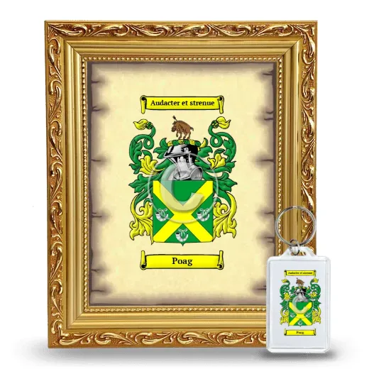 Poag Framed Coat of Arms and Keychain - Gold