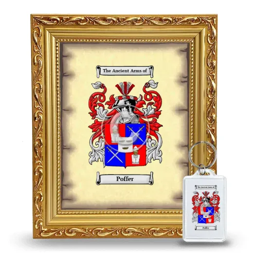 Poffer Framed Coat of Arms and Keychain - Gold