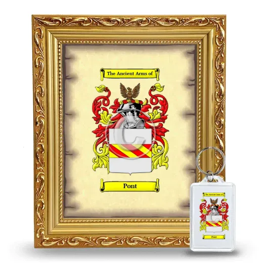 Pont Framed Coat of Arms and Keychain - Gold