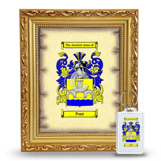 Pont Framed Coat of Arms and Keychain - Gold