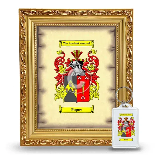 Popov Framed Coat of Arms and Keychain - Gold