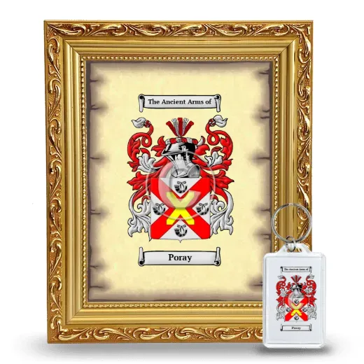 Poray Framed Coat of Arms and Keychain - Gold