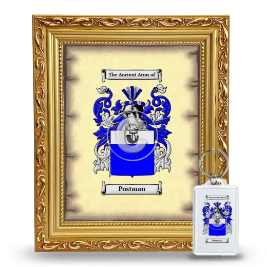Postman Framed Coat of Arms and Keychain - Gold