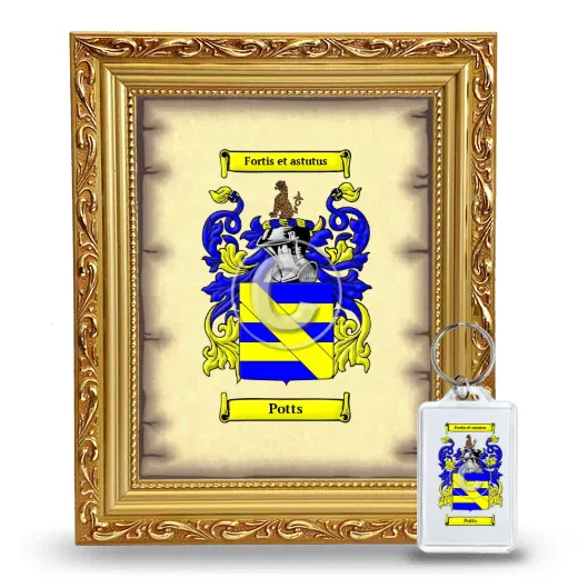 Potts Framed Coat of Arms and Keychain - Gold