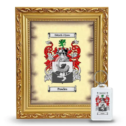 Powles Framed Coat of Arms and Keychain - Gold