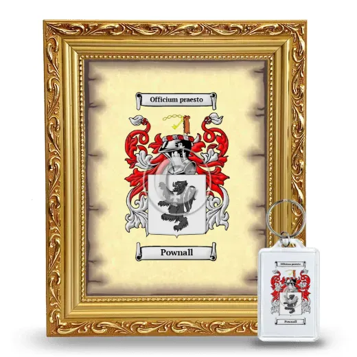 Pownall Framed Coat of Arms and Keychain - Gold