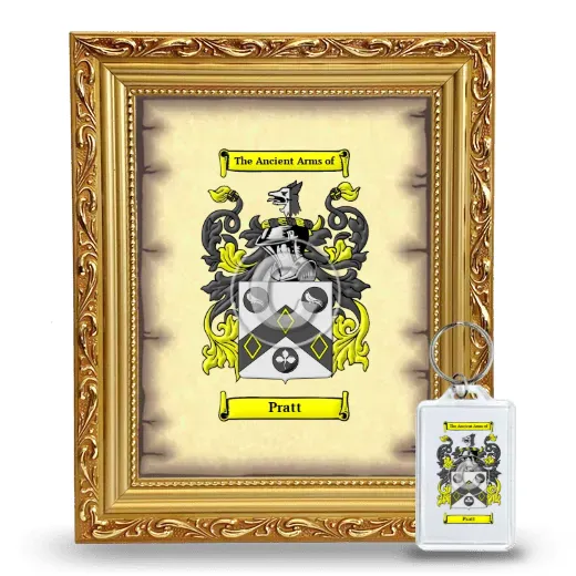 Pratt Framed Coat of Arms and Keychain - Gold