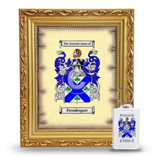 Prendergast Framed Coat of Arms and Keychain - Gold
