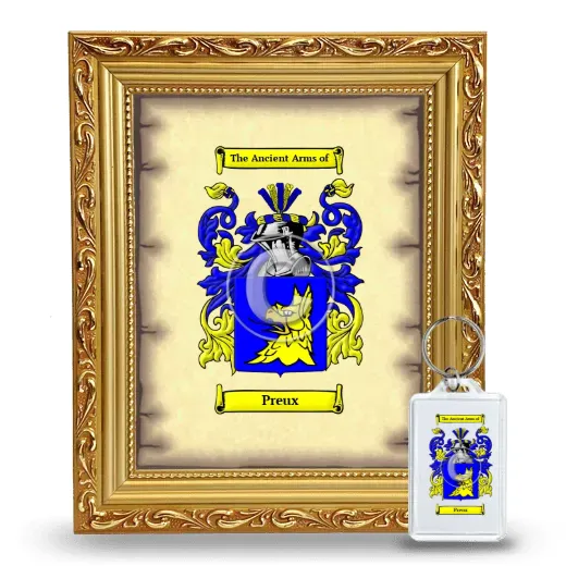 Preux Framed Coat of Arms and Keychain - Gold