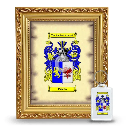 Prieto Framed Coat of Arms and Keychain - Gold