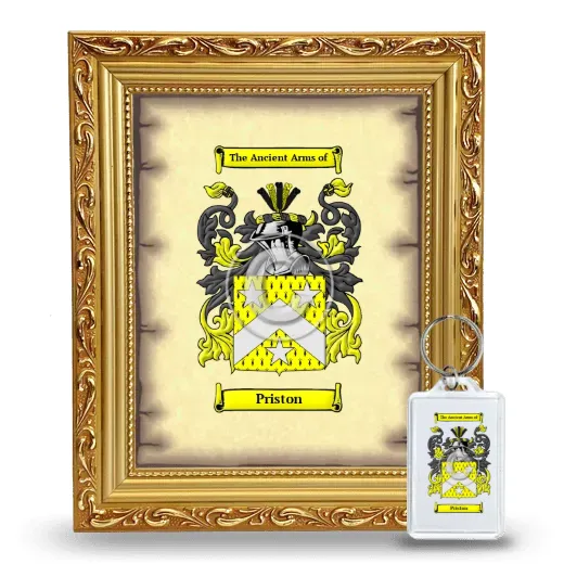 Priston Framed Coat of Arms and Keychain - Gold