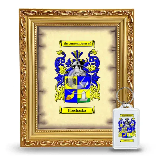 Prochaska Framed Coat of Arms and Keychain - Gold