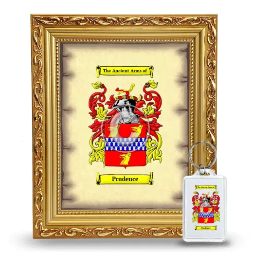 Prudence Framed Coat of Arms and Keychain - Gold