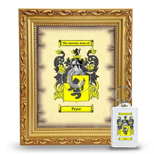 Pryce Framed Coat of Arms and Keychain - Gold