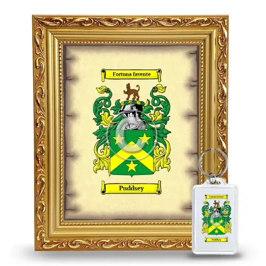 Puddsey Framed Coat of Arms and Keychain - Gold