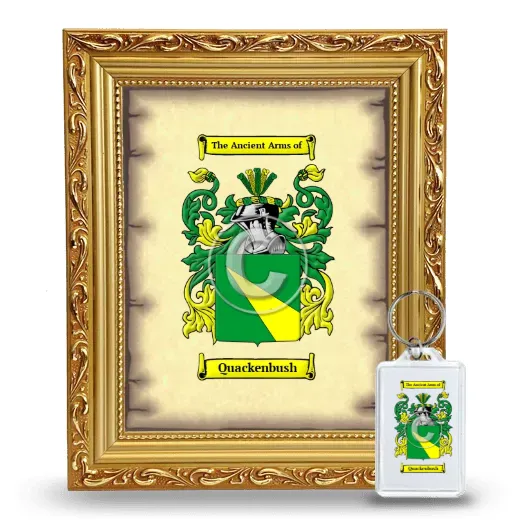 Quackenbush Framed Coat of Arms and Keychain - Gold