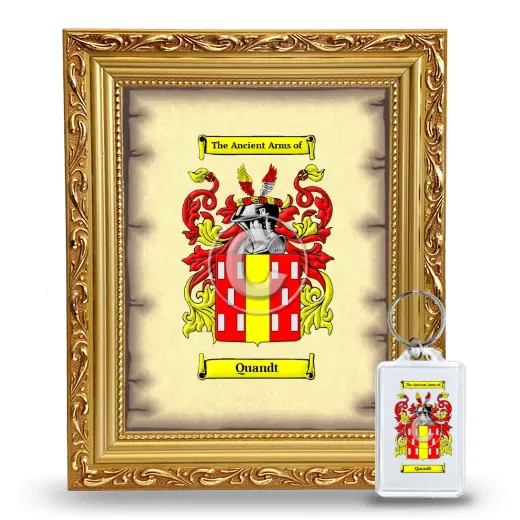 Quandt Framed Coat of Arms and Keychain - Gold