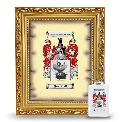Quantrell Framed Coat of Arms and Keychain - Gold