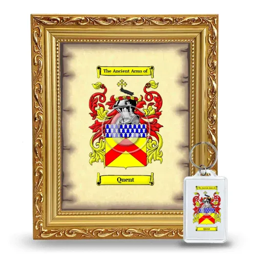 Quent Framed Coat of Arms and Keychain - Gold