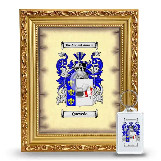 Quevedo Framed Coat of Arms and Keychain - Gold