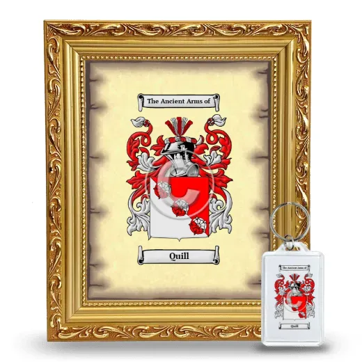 Quill Framed Coat of Arms and Keychain - Gold