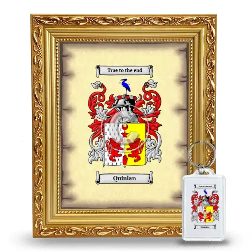 Quinlan Framed Coat of Arms and Keychain - Gold