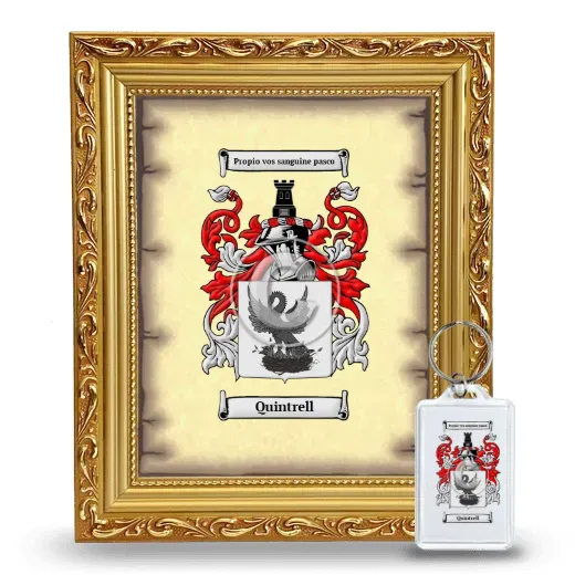 Quintrell Framed Coat of Arms and Keychain - Gold