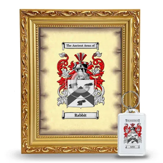 Rabbit Framed Coat of Arms and Keychain - Gold