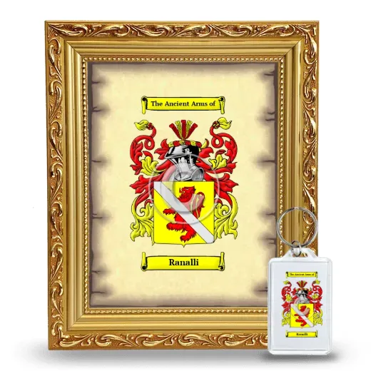 Ranalli Framed Coat of Arms and Keychain - Gold