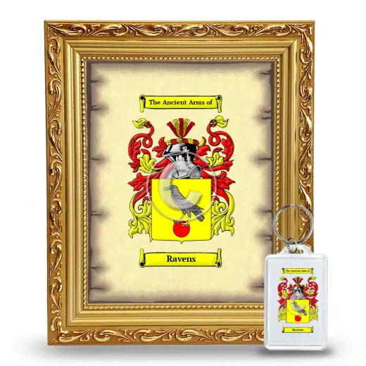 Ravens Framed Coat of Arms and Keychain - Gold