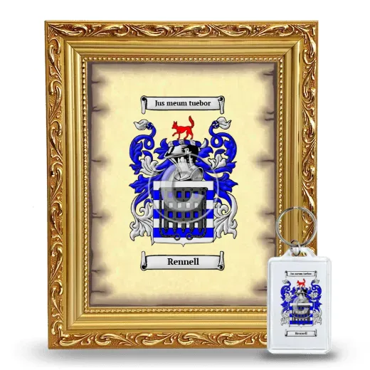 Rennell Framed Coat of Arms and Keychain - Gold