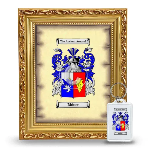 Rhiner Framed Coat of Arms and Keychain - Gold
